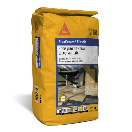 Высокоэластичный цементный плиточный клей SikaCeram Elastic